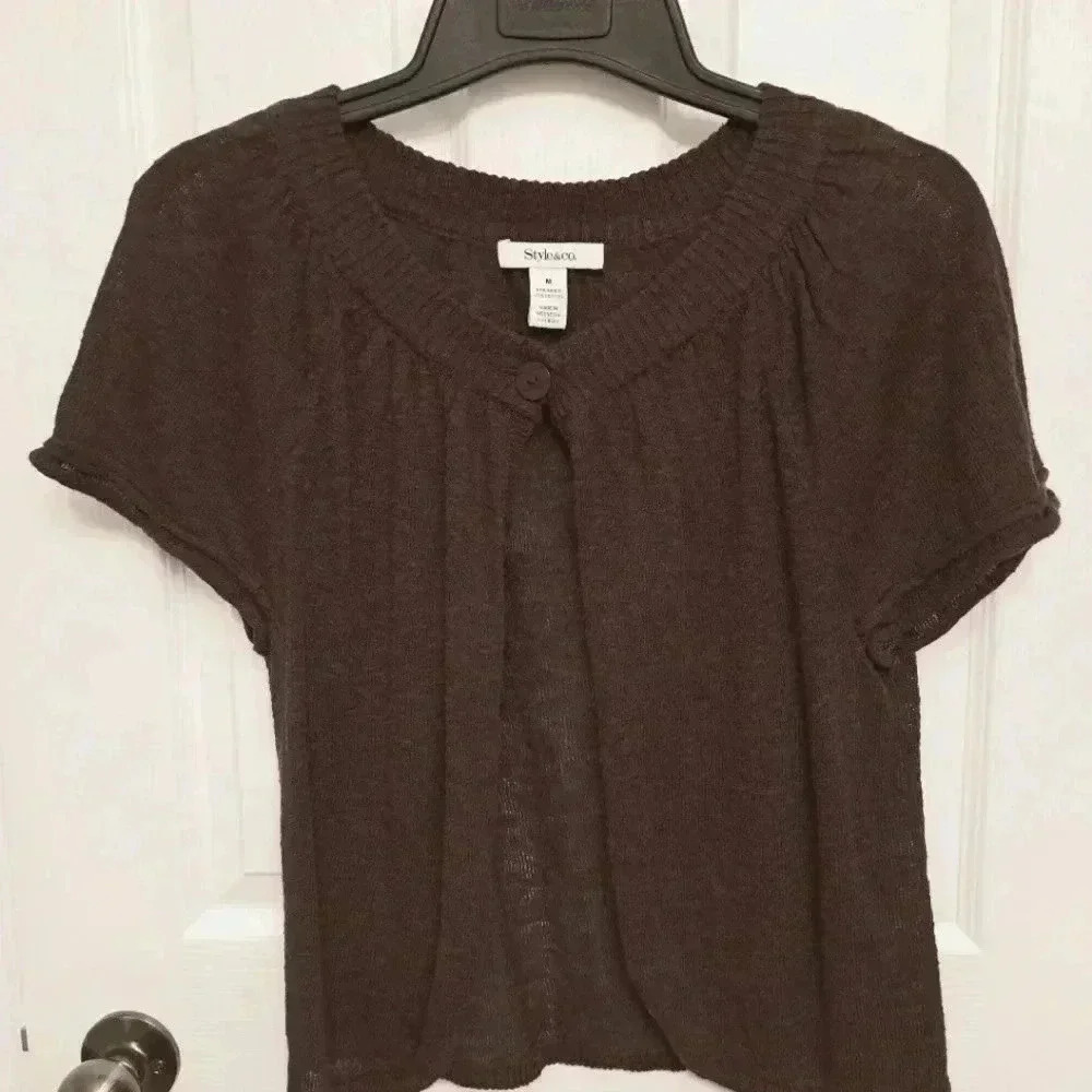 ❤️ Style & Co.  Brown Short Sleeved Sweater Medium